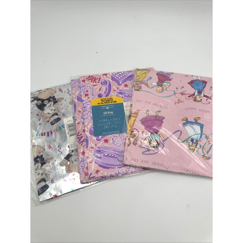 3 Packs Vintage Forget Me Not Gift Wrap Girls Theme